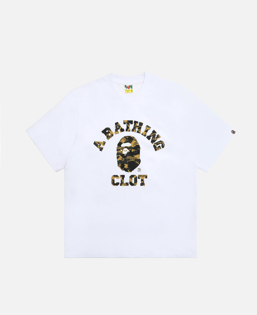 BAPE® x CLOT - College Relaxed Fit T-Shirt (White) – JUICESTORE