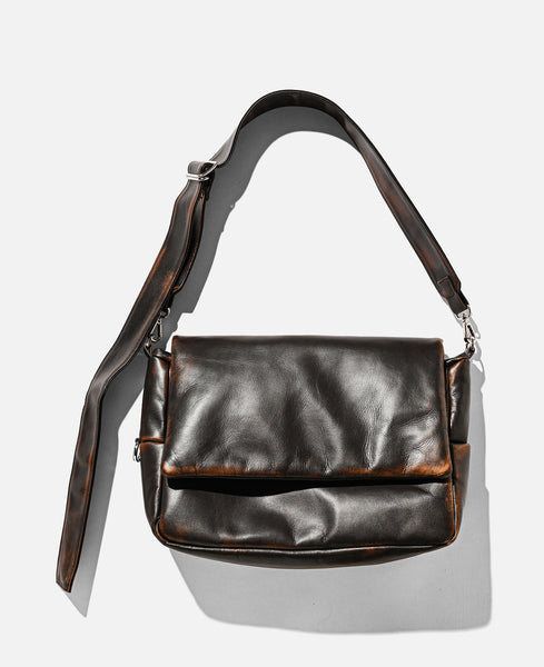 CLESSTE - Vintage Leather Padded Flap Holiday Bag (Brown) – JUICESTORE
