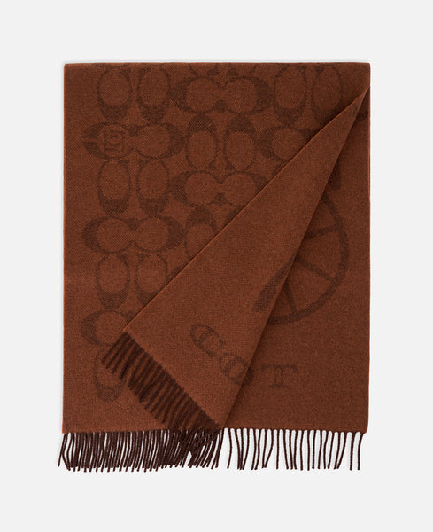 小物 atlast&co MUFFLER HOUNDTOOTH BROWN CLOT x COACH - Oversized Horse And Carriage Reversible Muffler