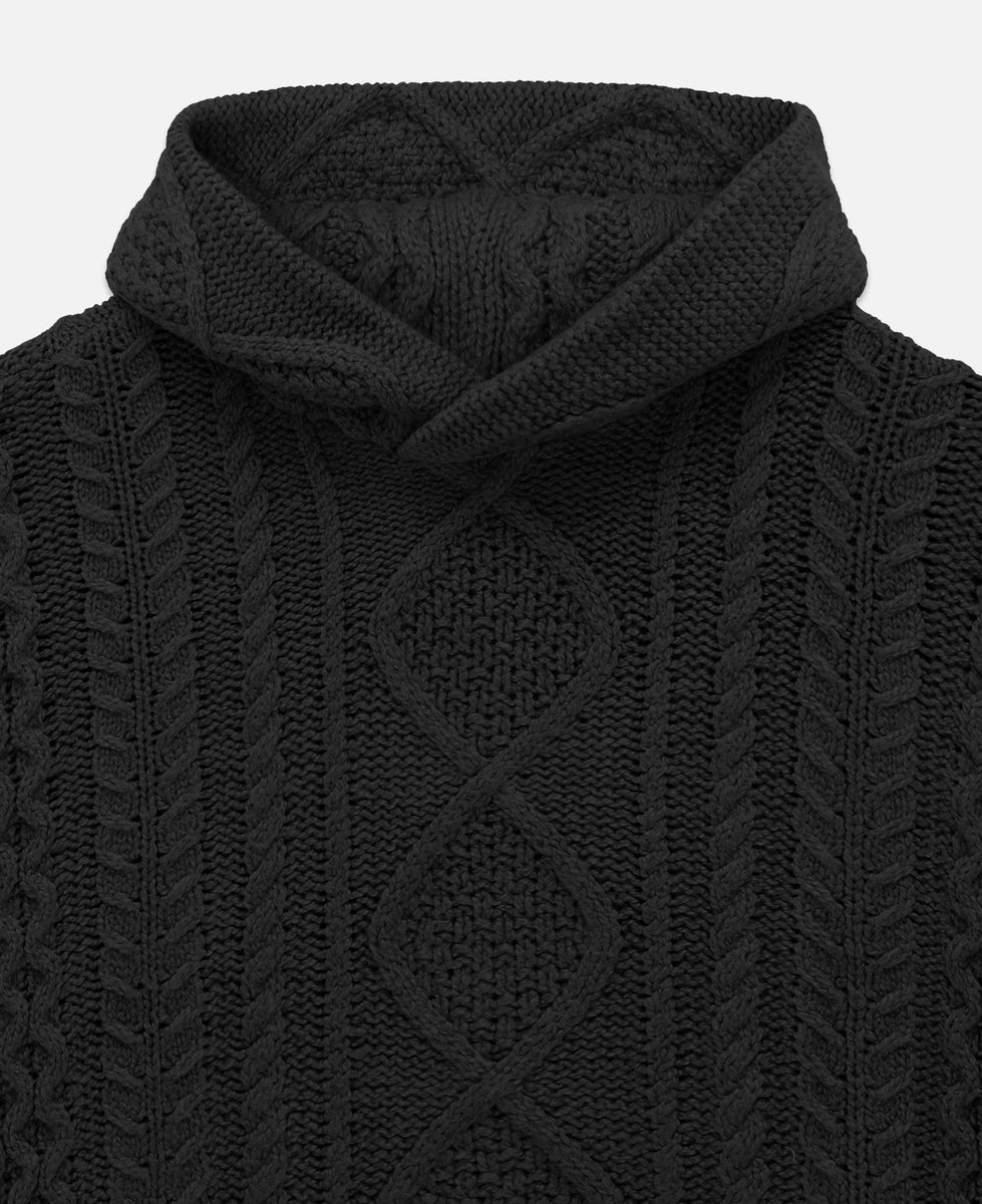 FOG Essentials Cable Knit Hoodie (Black) JUICESTORE