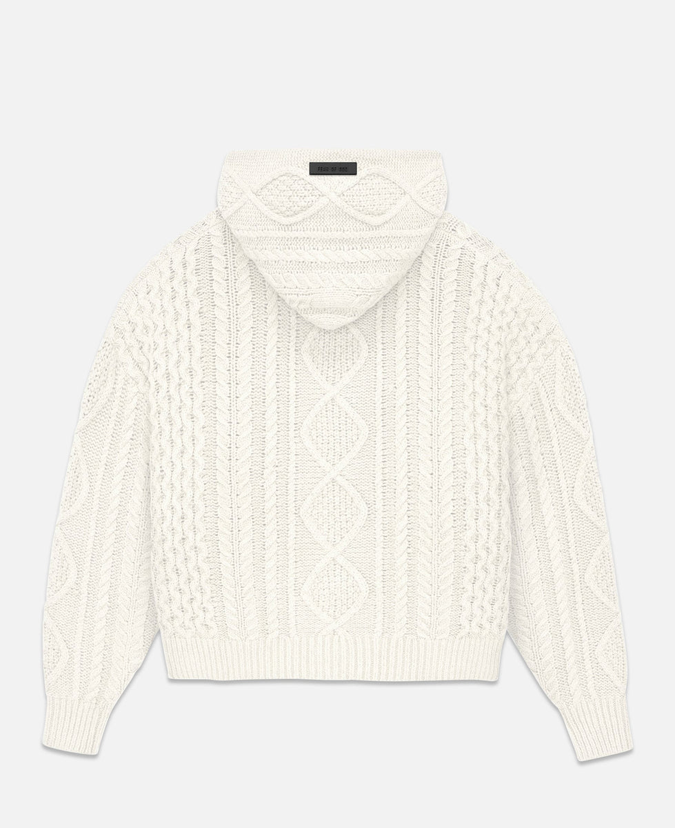 Cable Knit Hoodie (Off White)