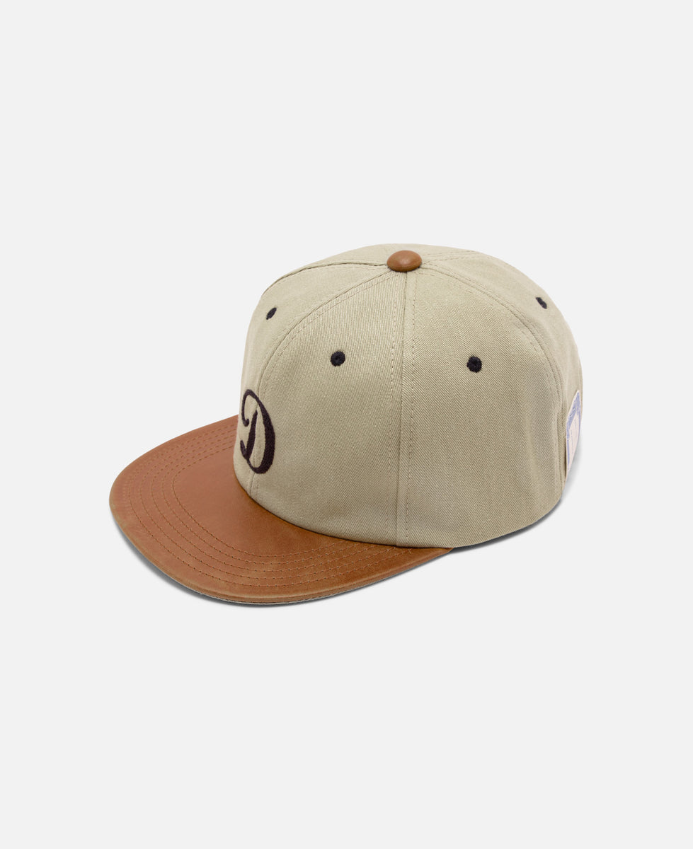 2 Tone Leather Cotton Cap (Beige)