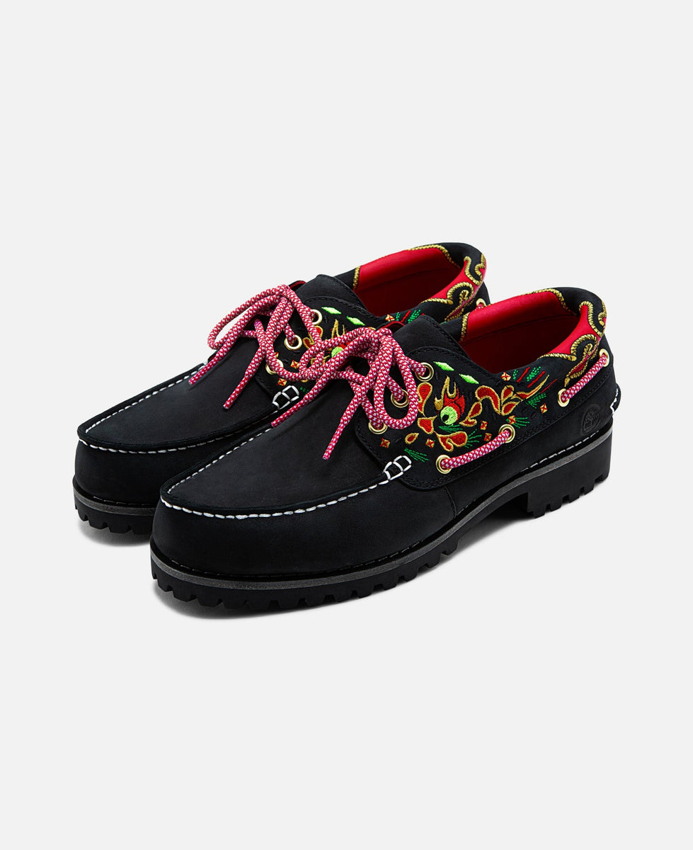 CLOT x Timberland - Men's 3-Eye Lug Handsewn Boat Shoes (Black