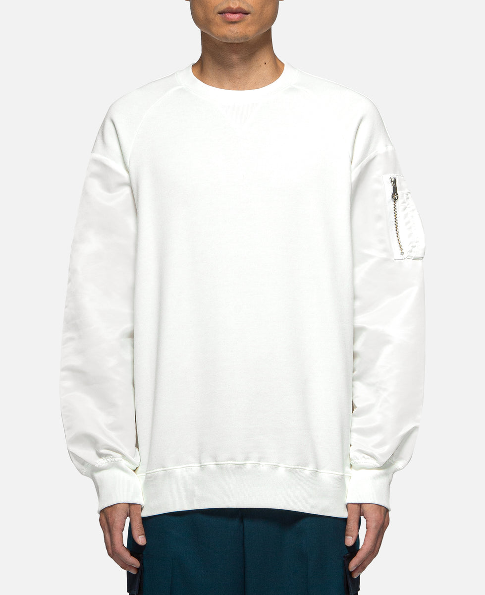 MA-1 Sleeve Crewneck Sweatshirt (White)