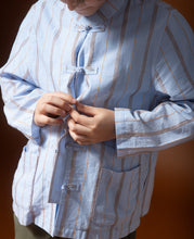 Kids Stripe Chinese Shirt (Blue)