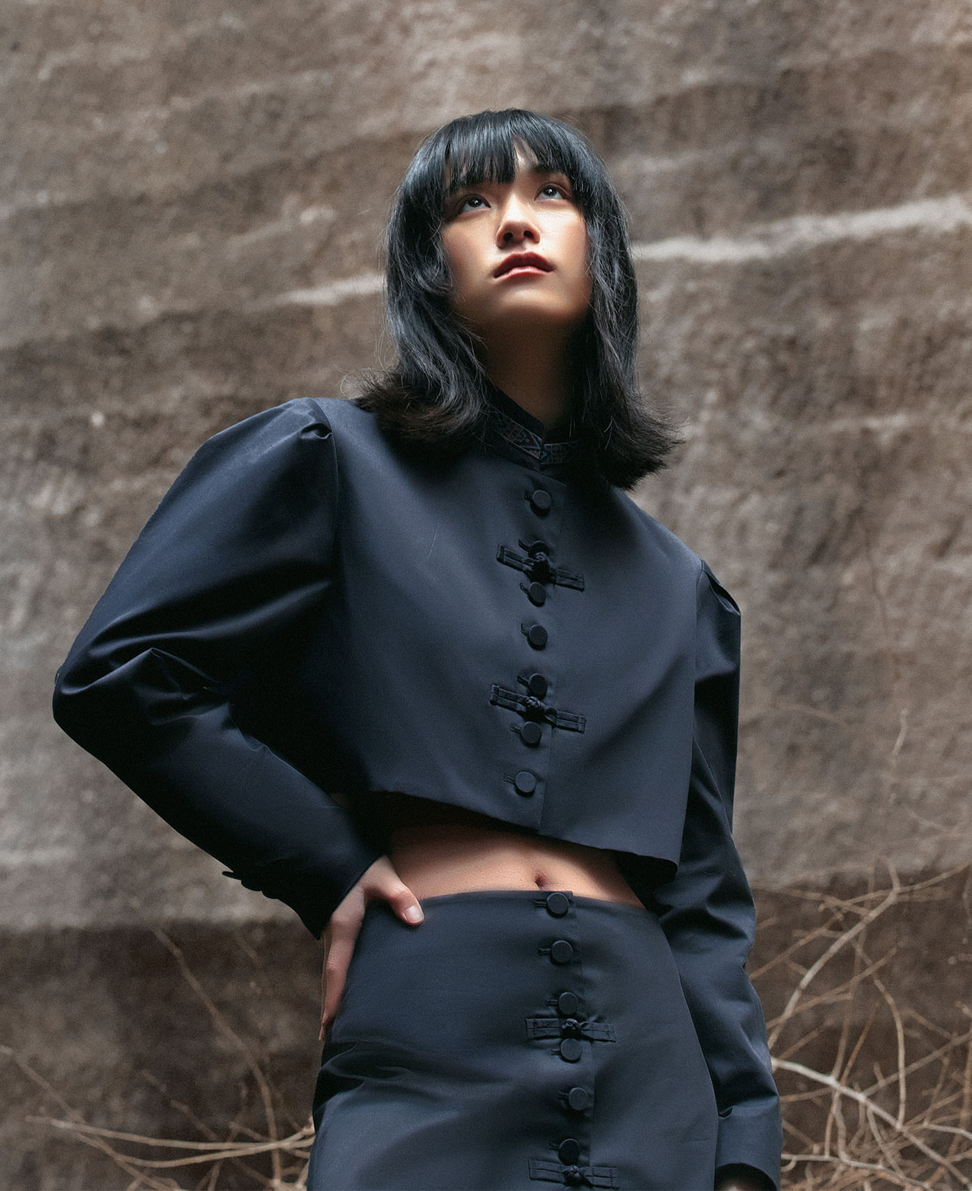 Women's Stand Collar Jacket (Black)