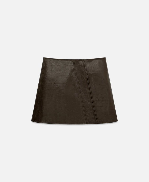Womens Pu Skirt (Brown)