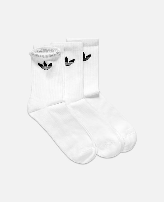 Trefoil Cushion Crew Socks (White)