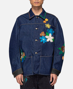 Blue Embroidered Chore Coat