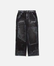 Wax Coated Carpenter Wide-Leg Jeans (Black)