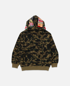 Camo Shark Full Zip Hoodie (Olive)