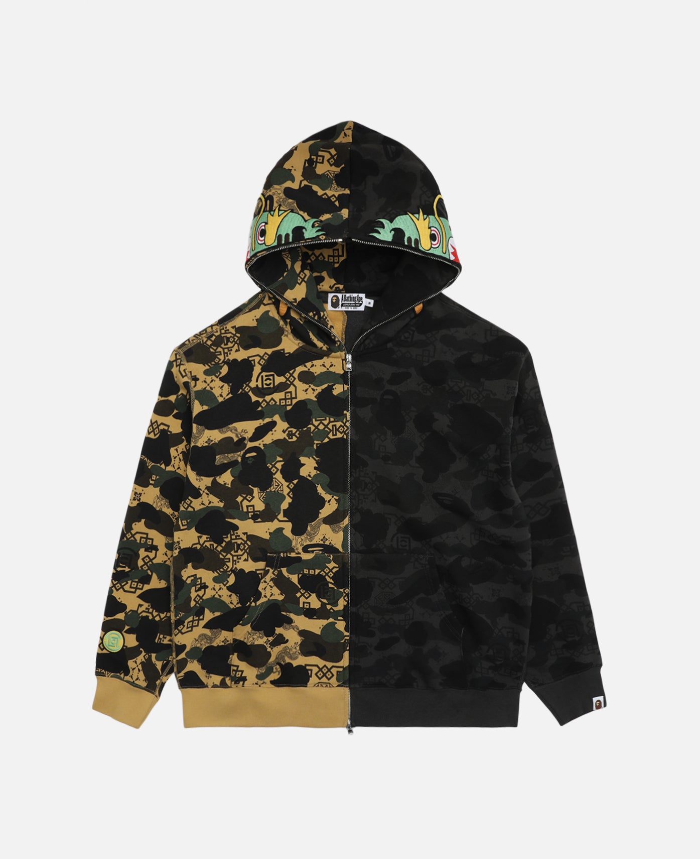 BAPE® x CLOT - Camo Split Shark Relaxed Fit Full Zip Hoodie (Camo