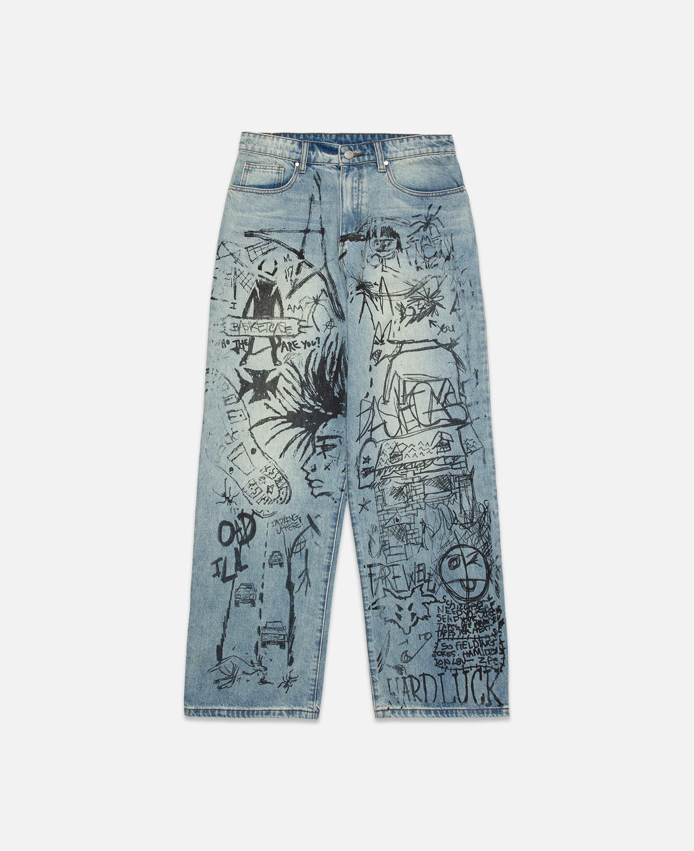 Basketcase - Scribble Denim Pants (Blue) – JUICESTORE