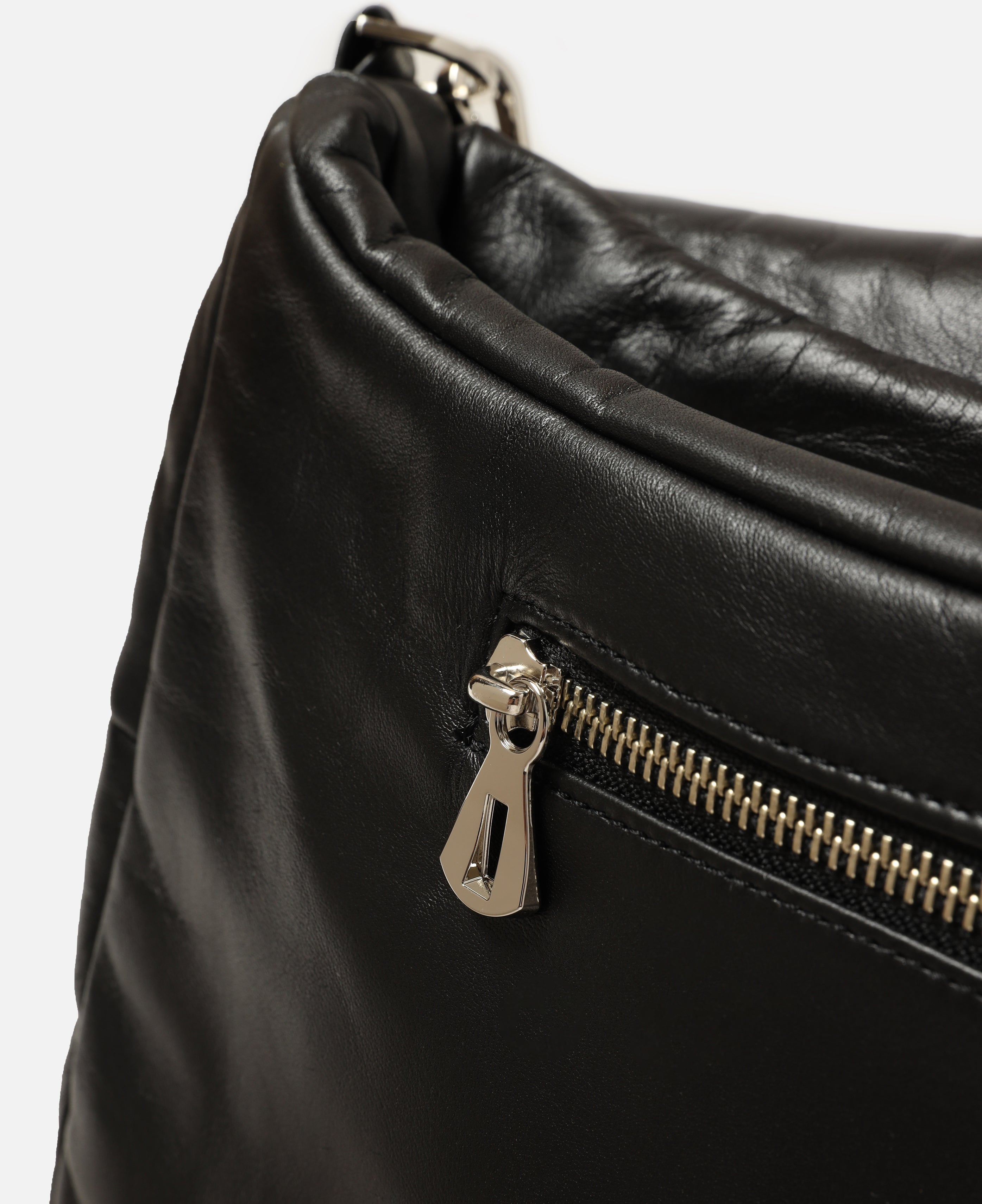 Leather Padded Flap Holiday Bag (Black)