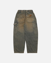 Vintage Dyed Selvedge Denim Double Knee Curved Worker Pants (Beige)