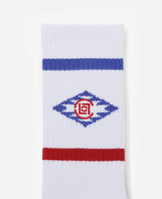 Ethnic Pattern Socks (White/Navy)