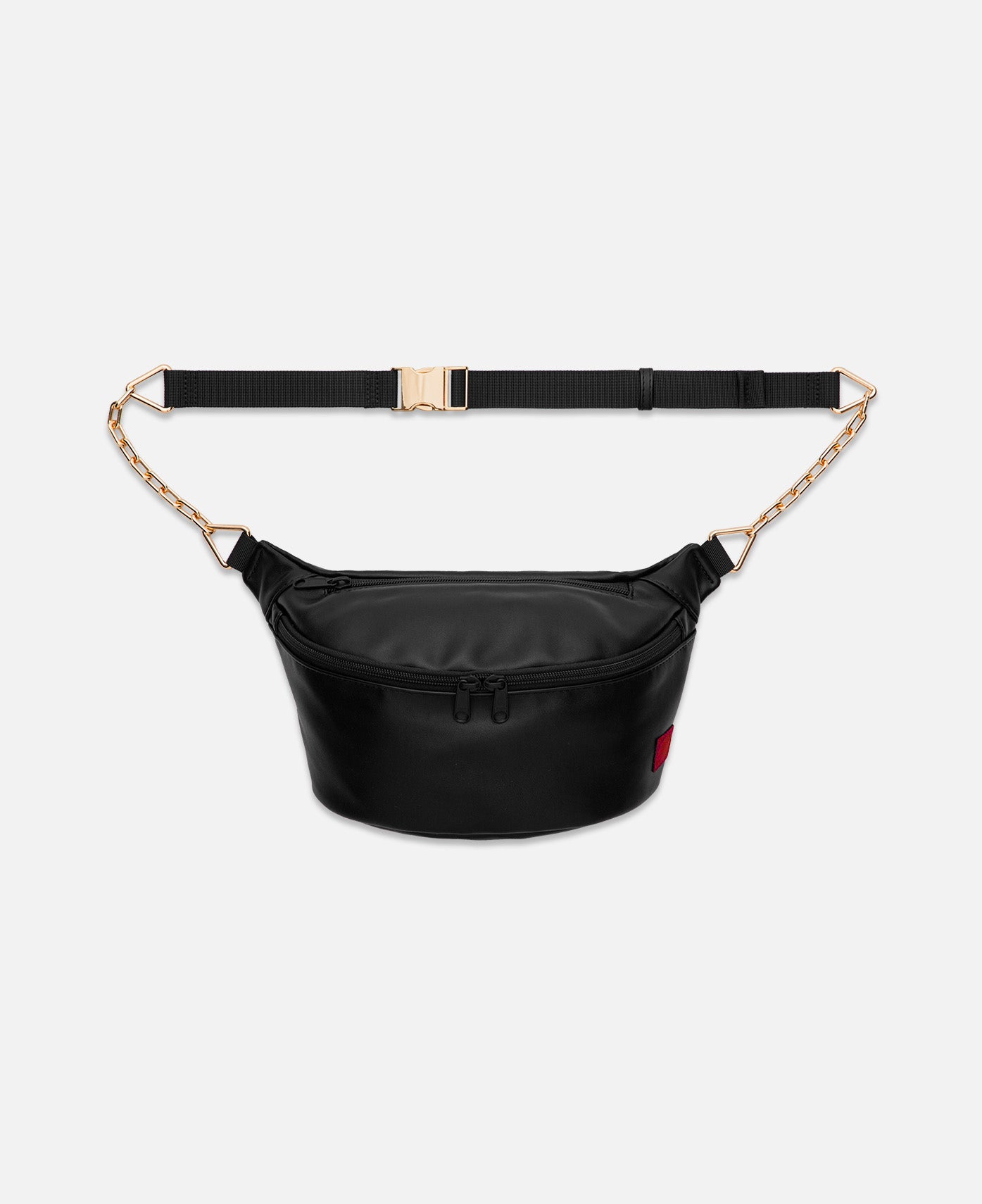 Black faux 2025 leather bum bag