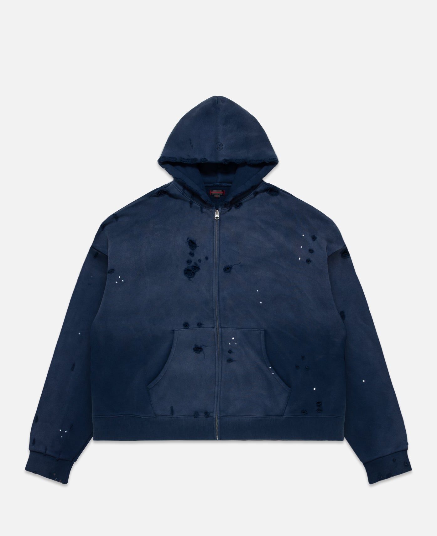 Heavy Washed Zip Up Hoodie (Blue)