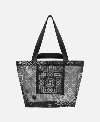 Small Silk Print Beach Bag (Black)