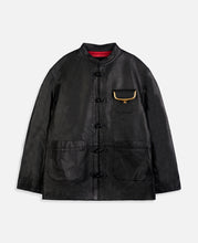 Coach Clot Knot Front Leather Jacket (Black)