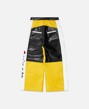 Grainy Faux / Nylon Moto Pants (Yellow)