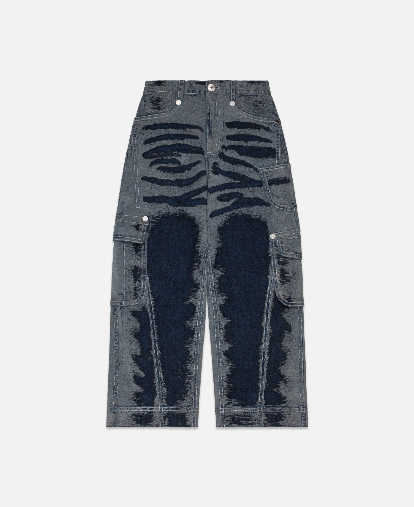 Hand Scratched Whisker Washed Denim Pants (Blue)