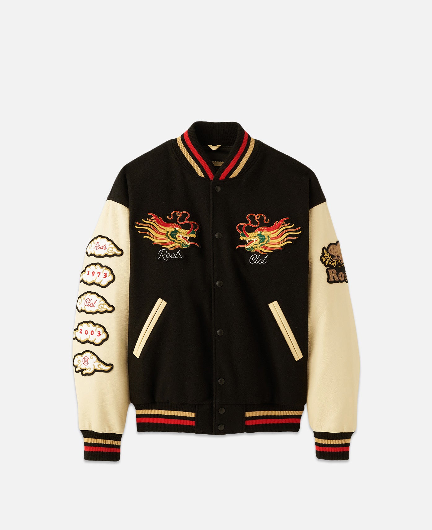 CLOT x Roots - Dragon Varsity Jacket (Black) – JUICESTORE