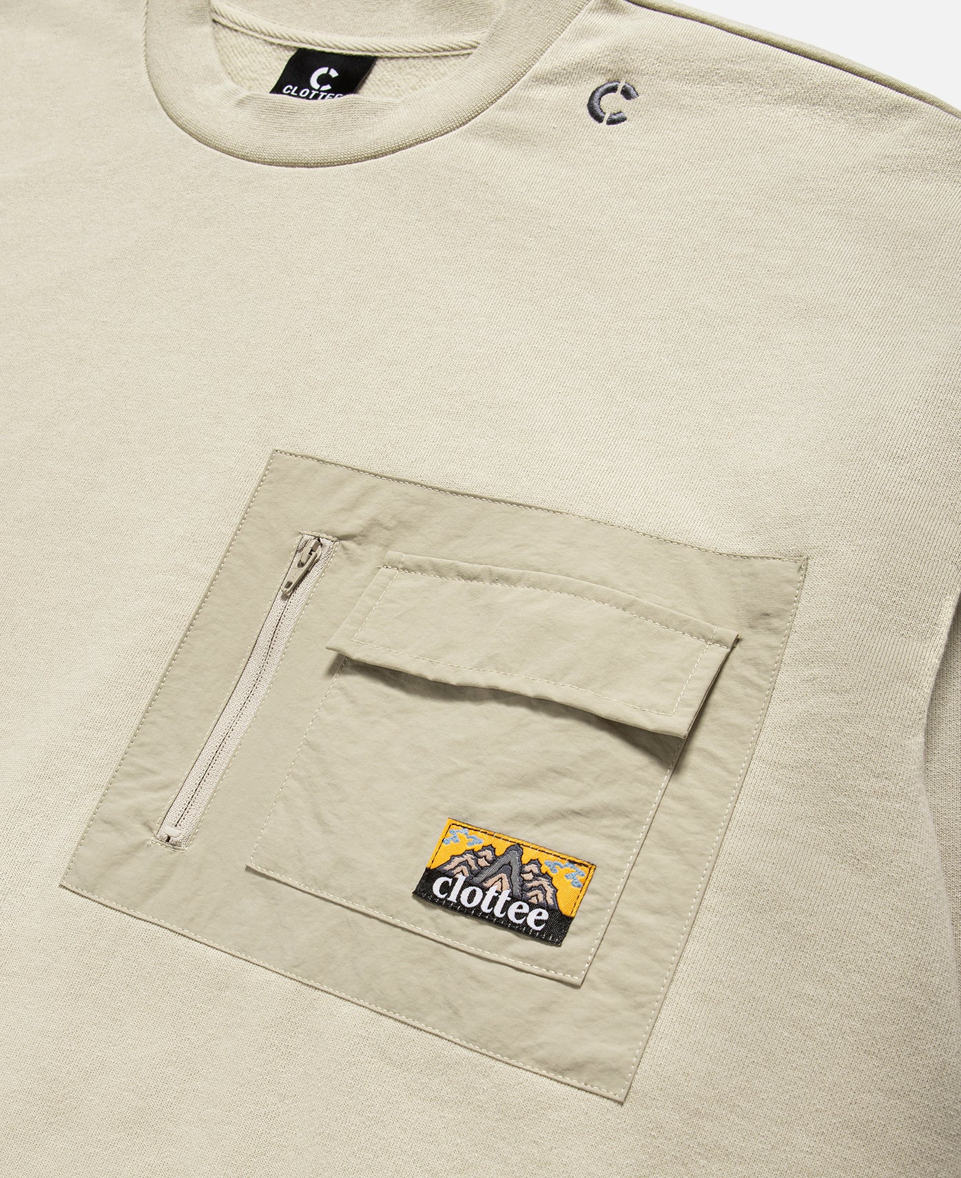 CLOTTEE- Nylon Patch Pocket Sweatshirt (Khaki) – JUICESTORE