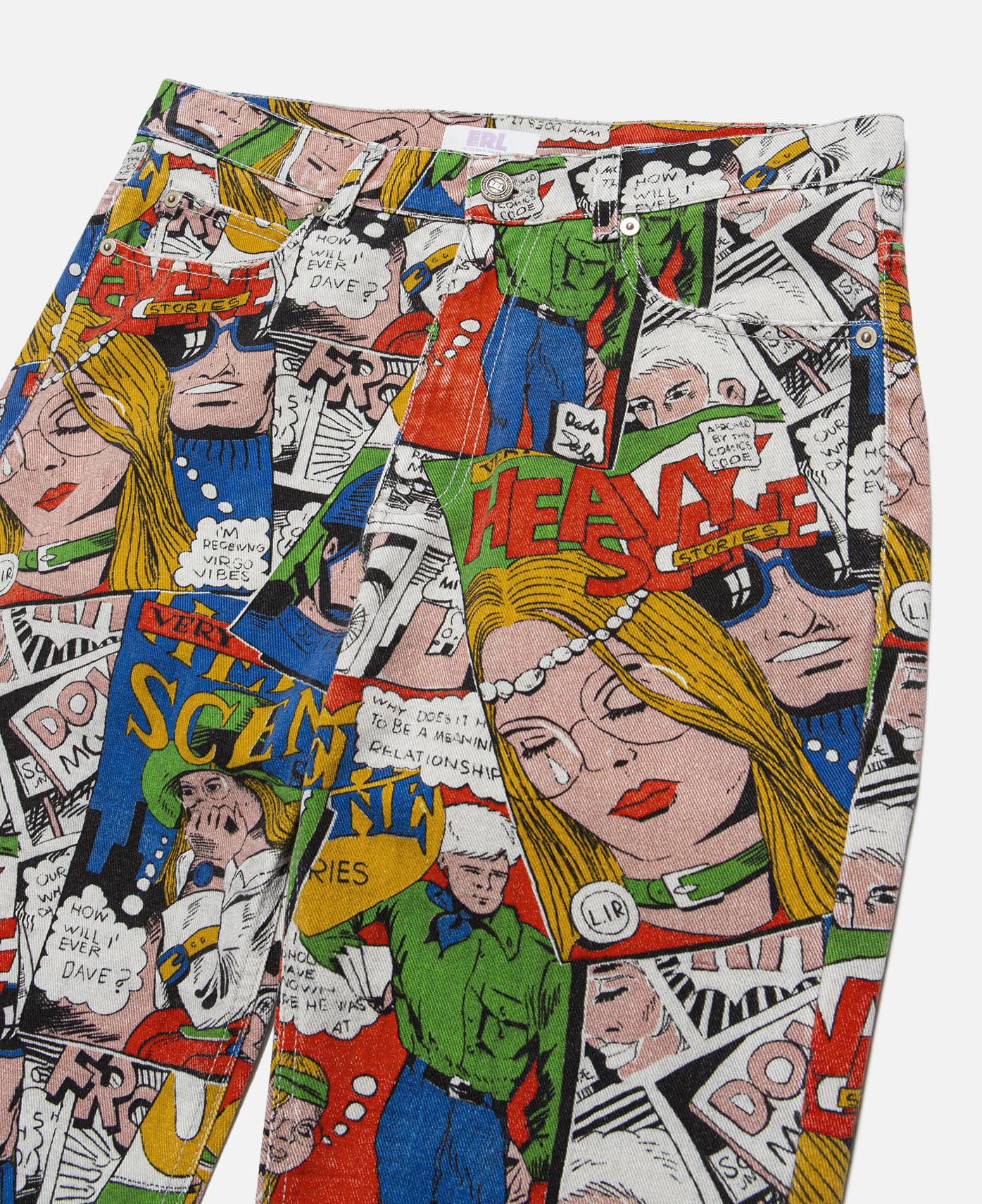 Unisex Printed Denim Pants (Multi)