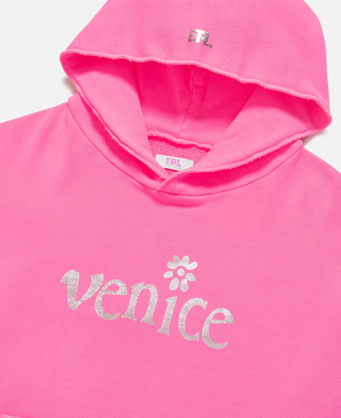Unisex Silver Printed Venice Hoodie (Pink)
