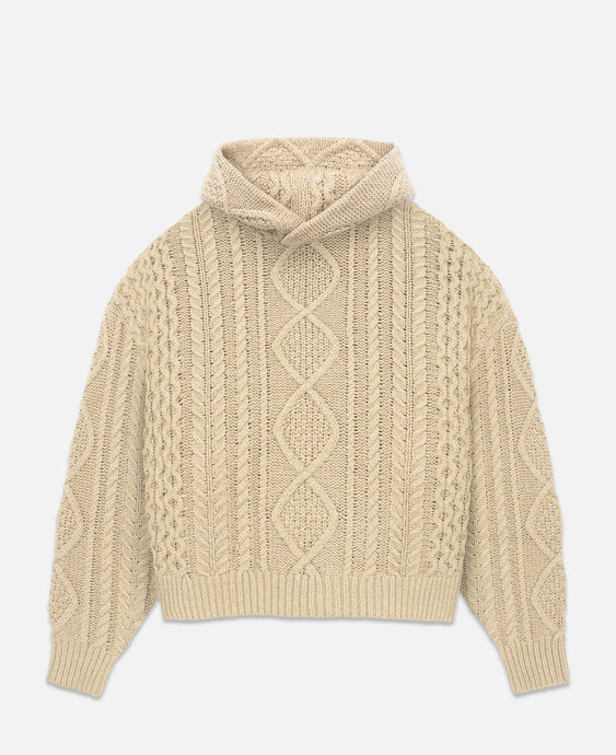 Cable Knit Hoodie (Beige)