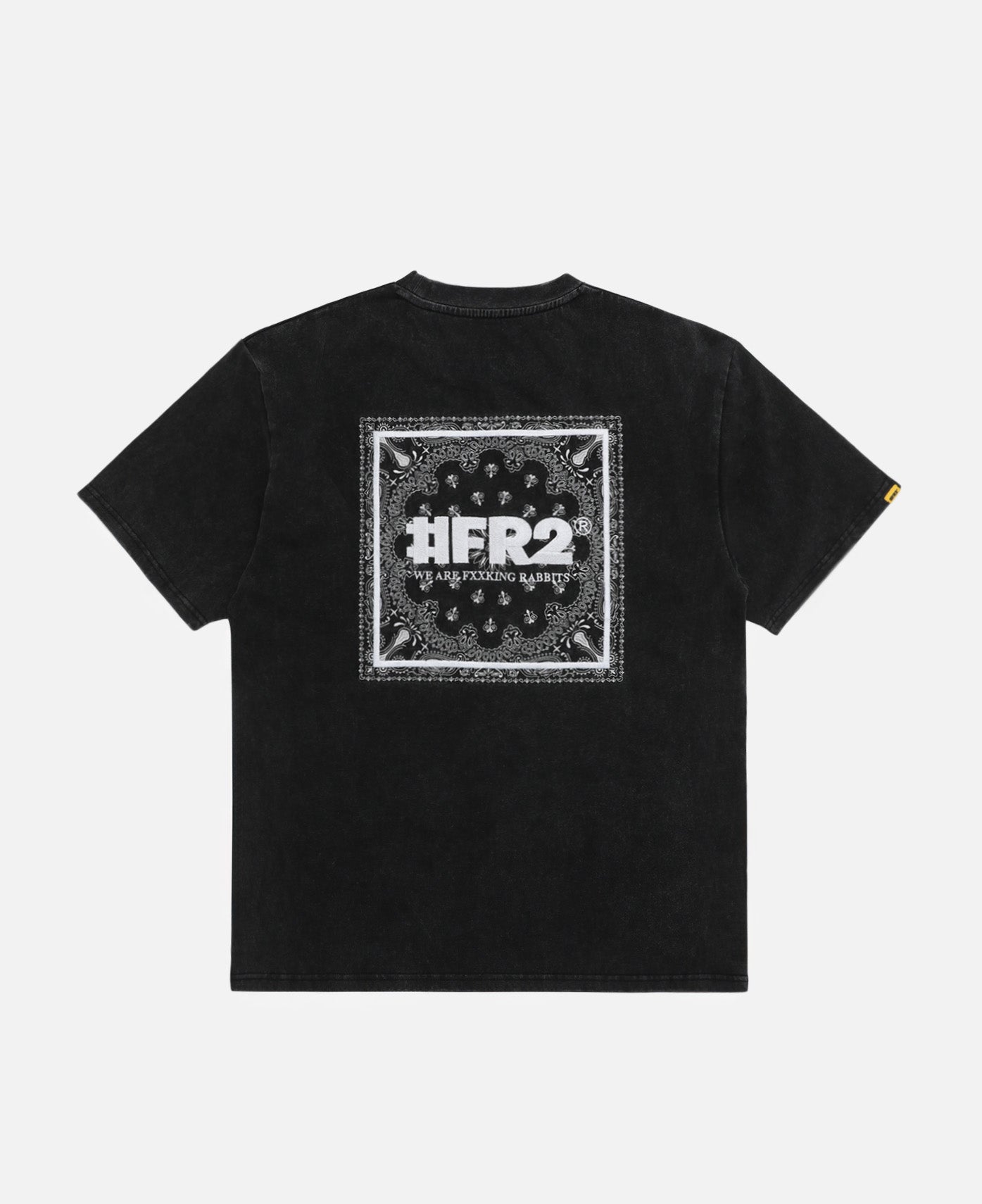Acid Wash Embroidery Paisley T-Shirt (Black)
