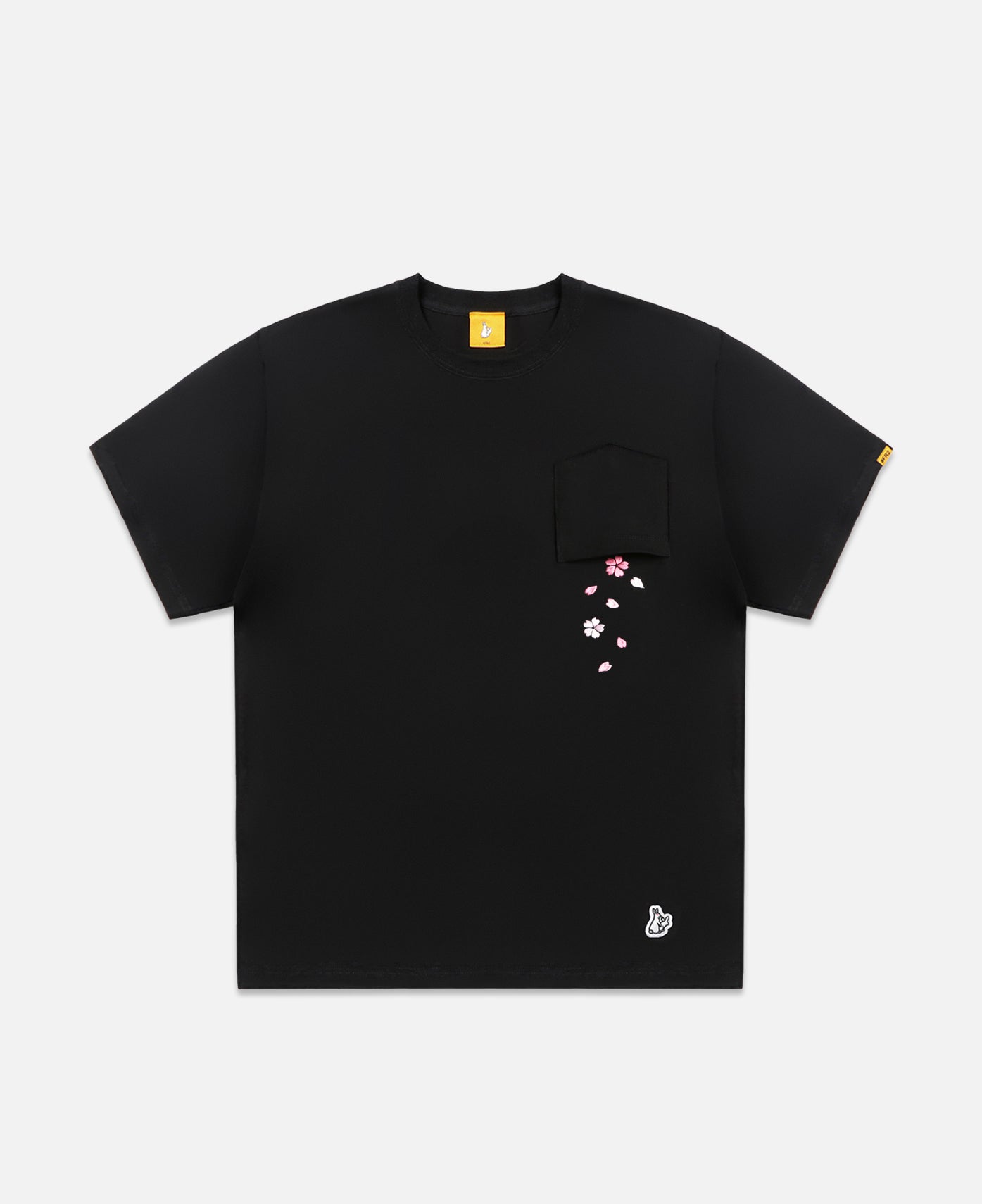 Sakura Embroidery Japanese Style Rabbit T-Shirt (Black)