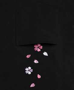 Sakura Embroidery Japanese Style Rabbit T-Shirt (Black)