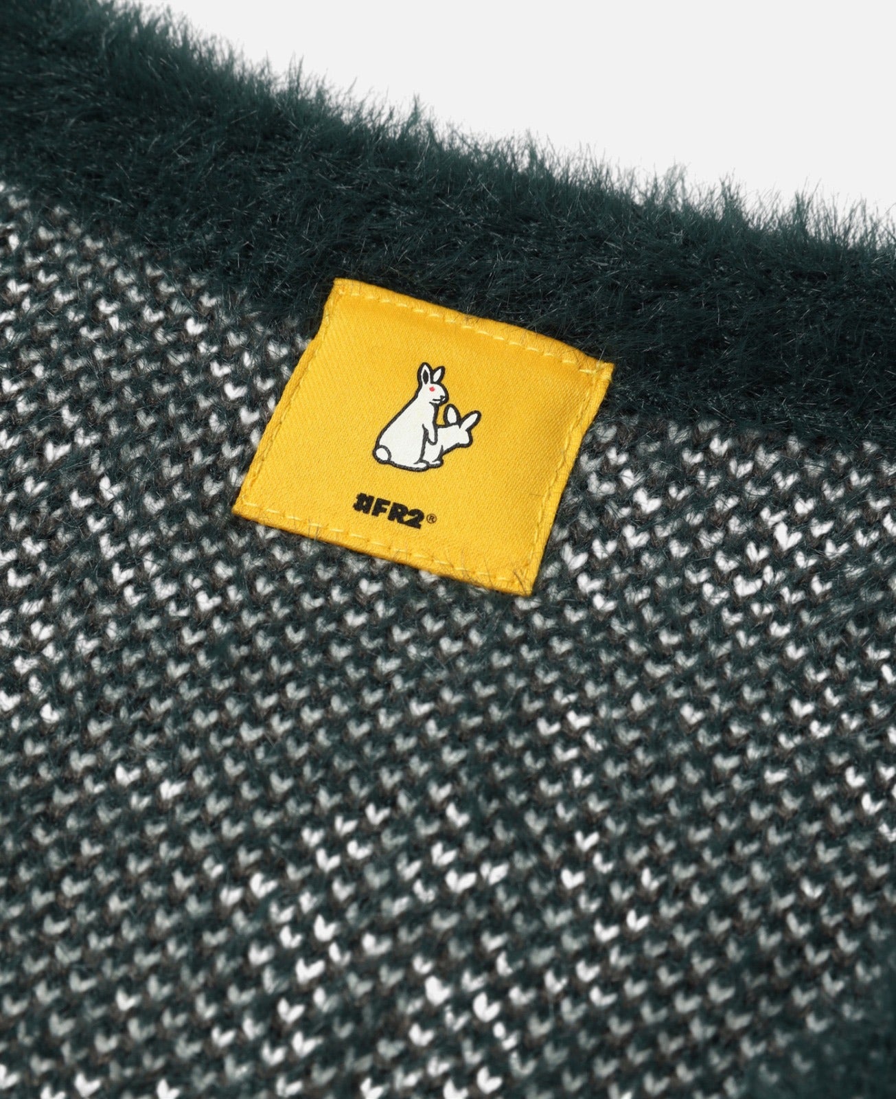 Rabbit Paisley Shaggy Knit Cardigan (Green)