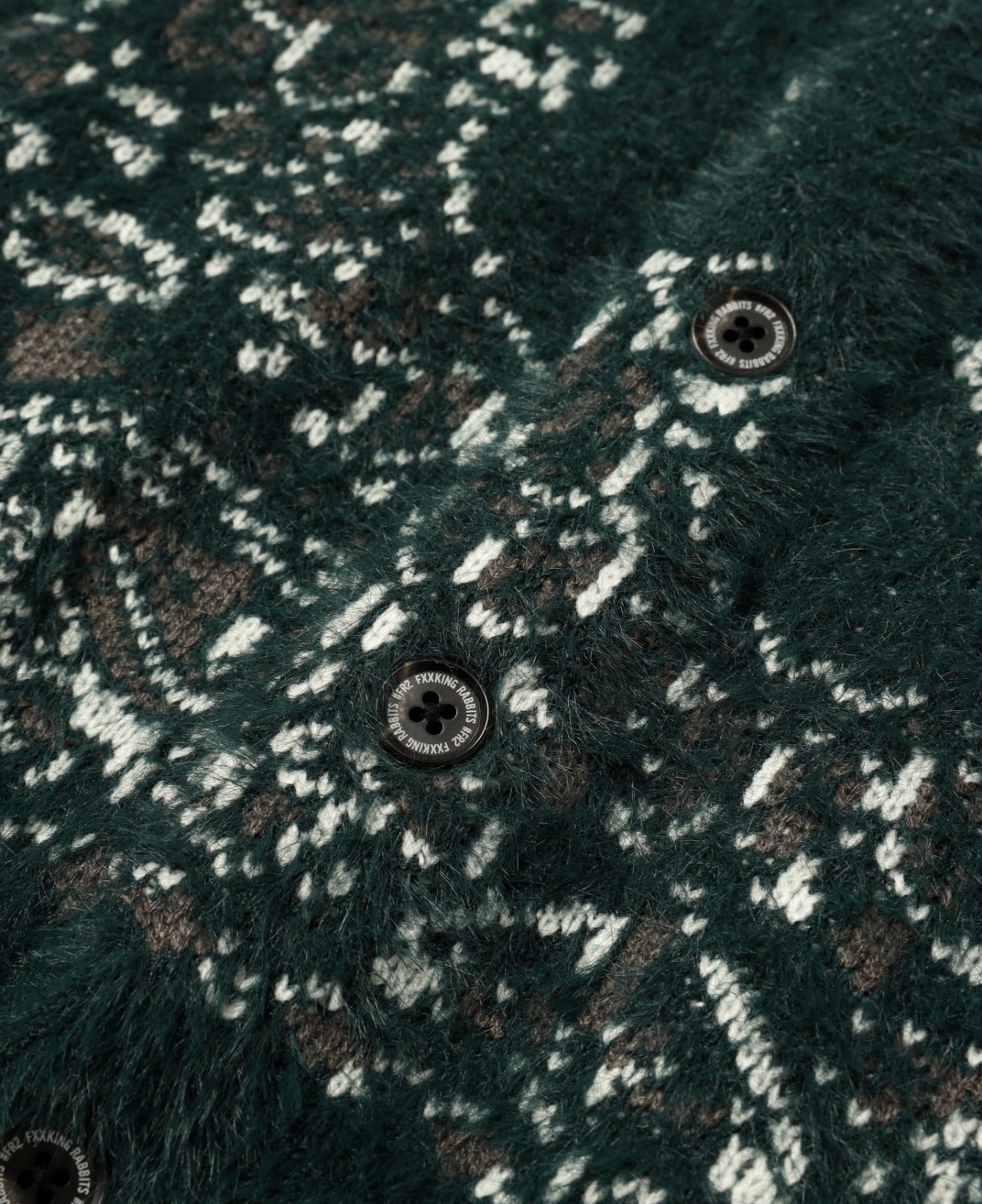 Rabbit Paisley Shaggy Knit Cardigan (Green)