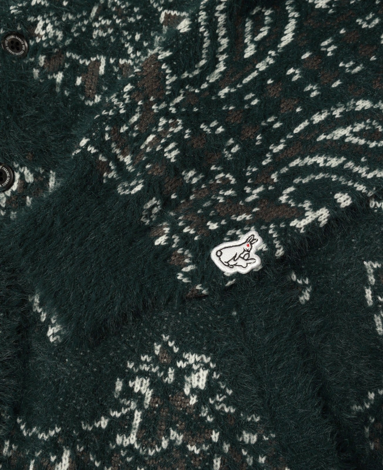 Rabbit Paisley Shaggy Knit Cardigan (Green)