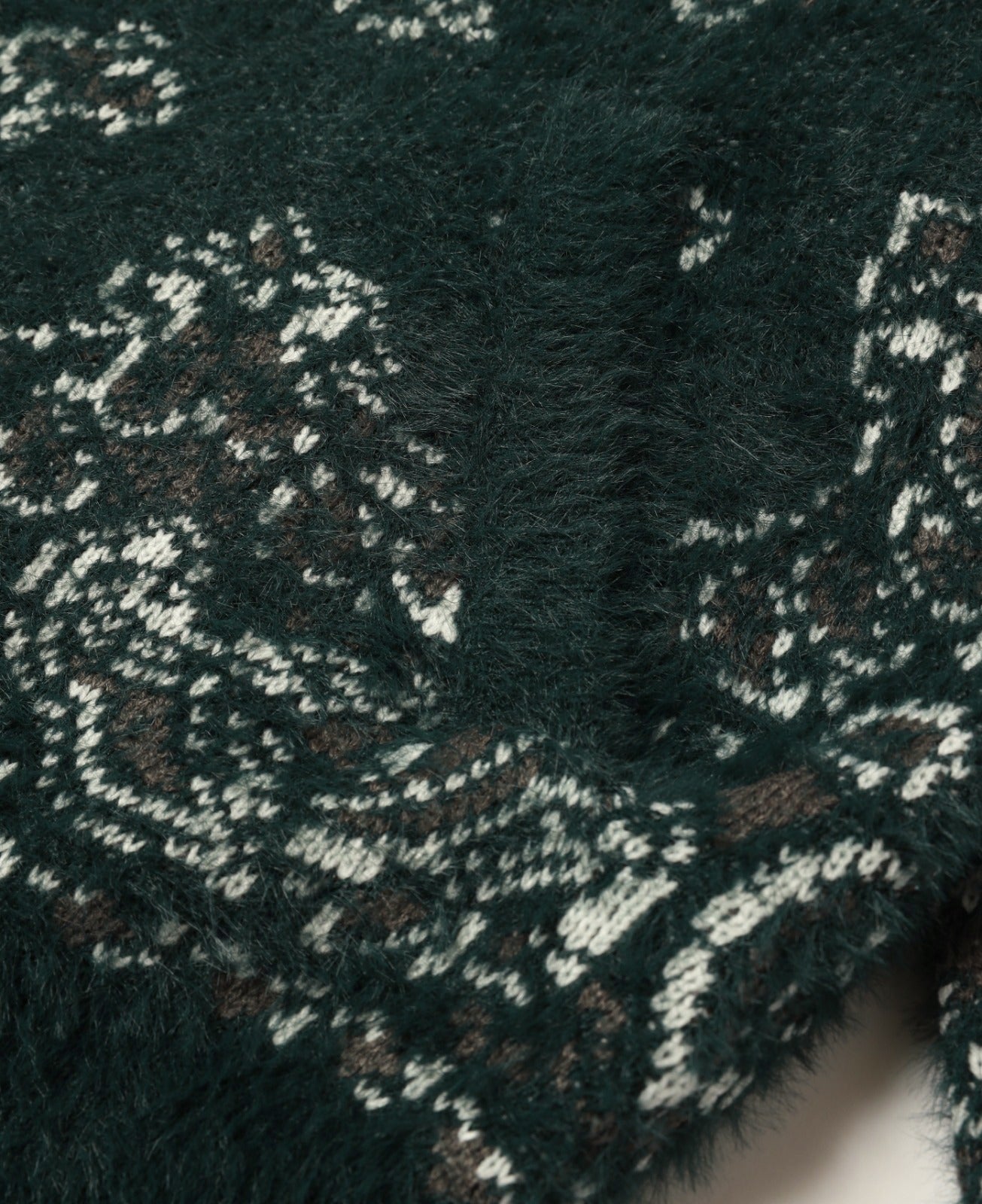 Rabbit Paisley Shaggy Knit Cardigan (Green)