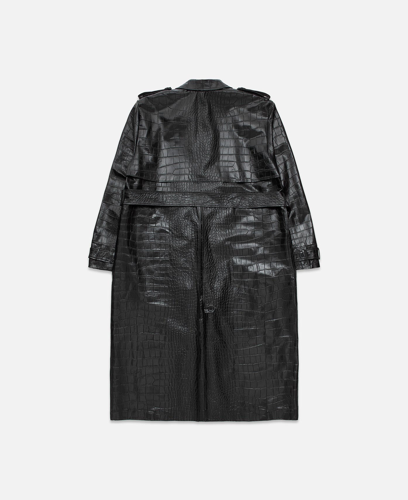 Faux Croco Leather Trench (Black)