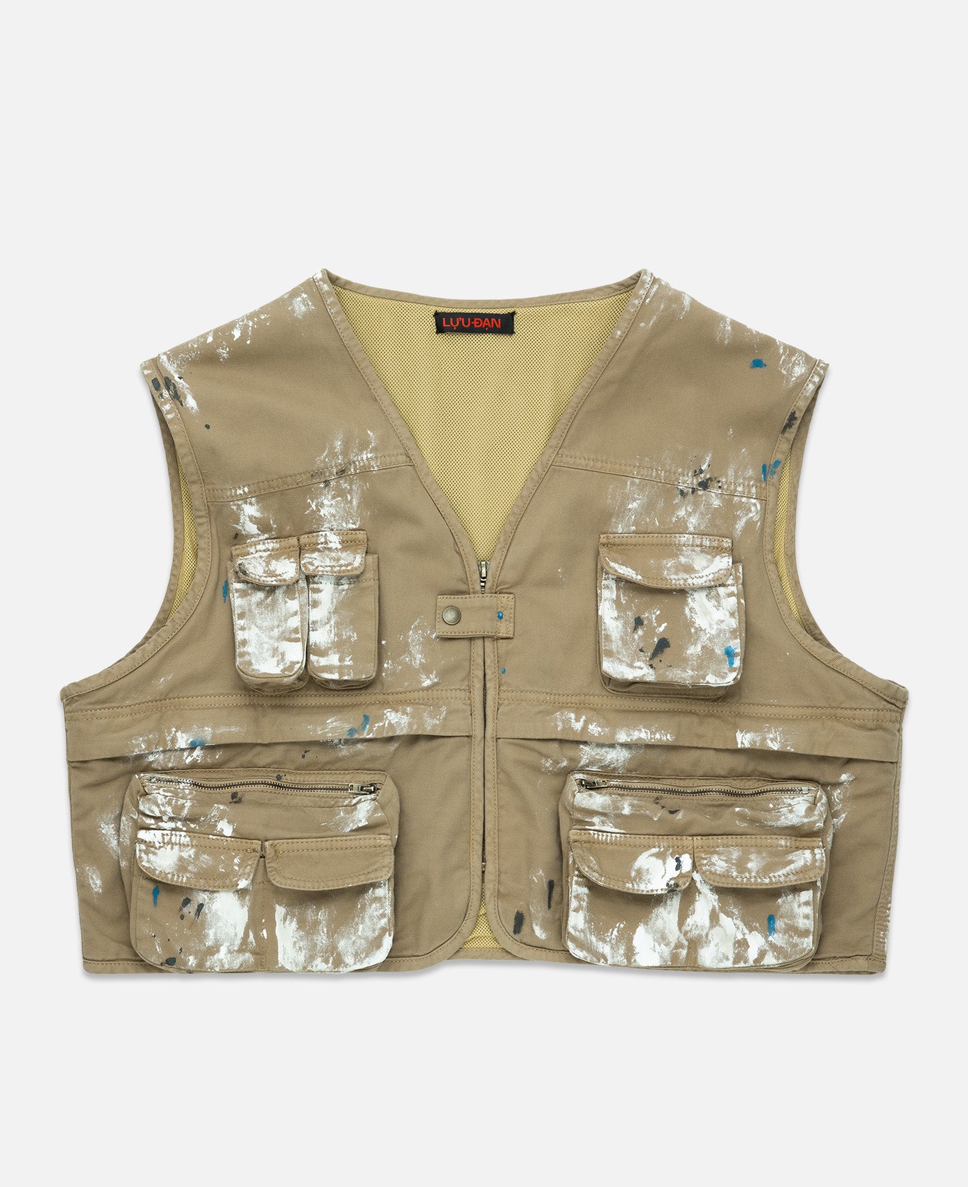 Luu Dan - Paint Splattered Cargo Vest (Beige) – JUICESTORE