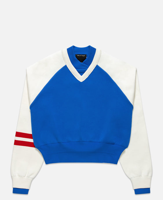 Double V-Neck Sweatshirt (Blue)