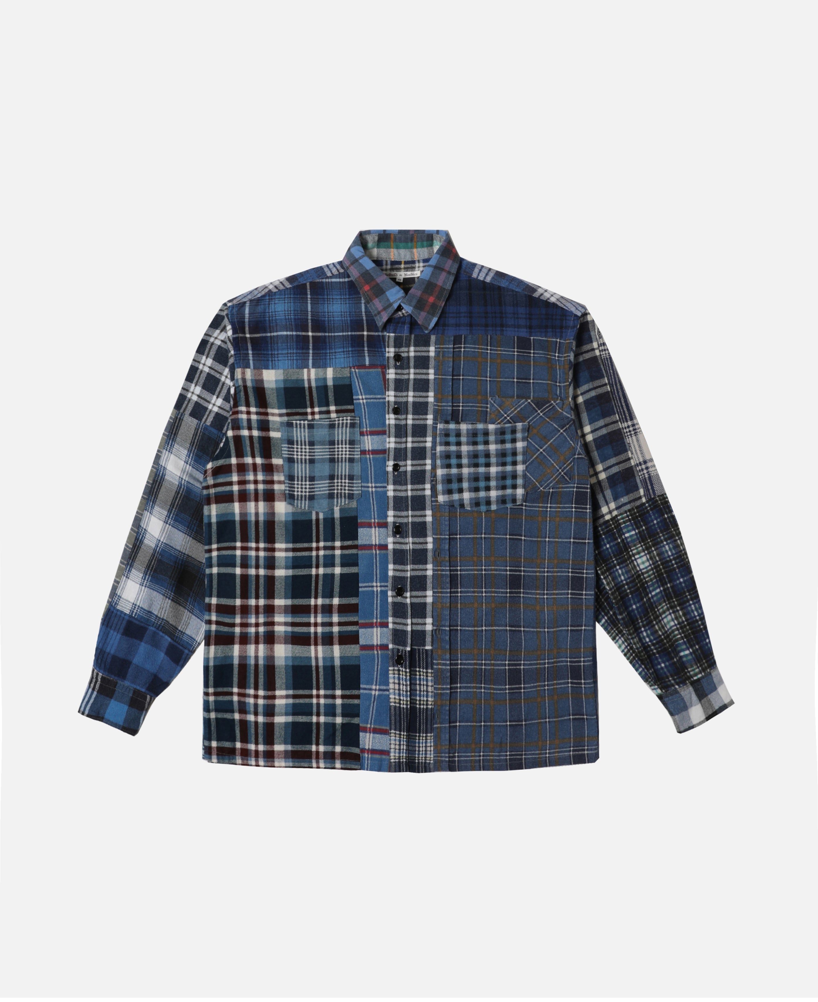 Flannel Shirt - Straight Hem Shirt (Multi) (Size M)