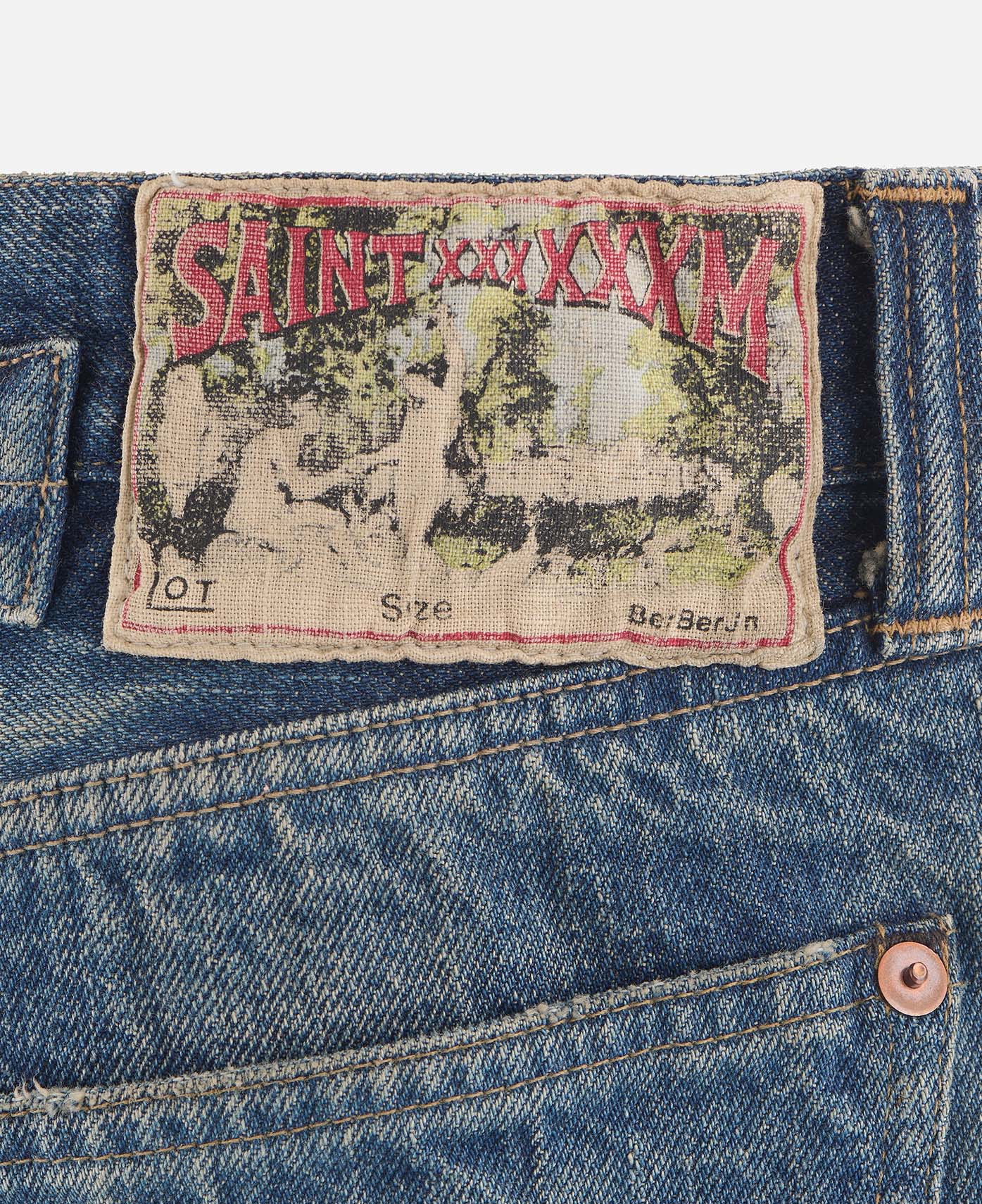 5 Pockets Damage Denim Pants (Blue)