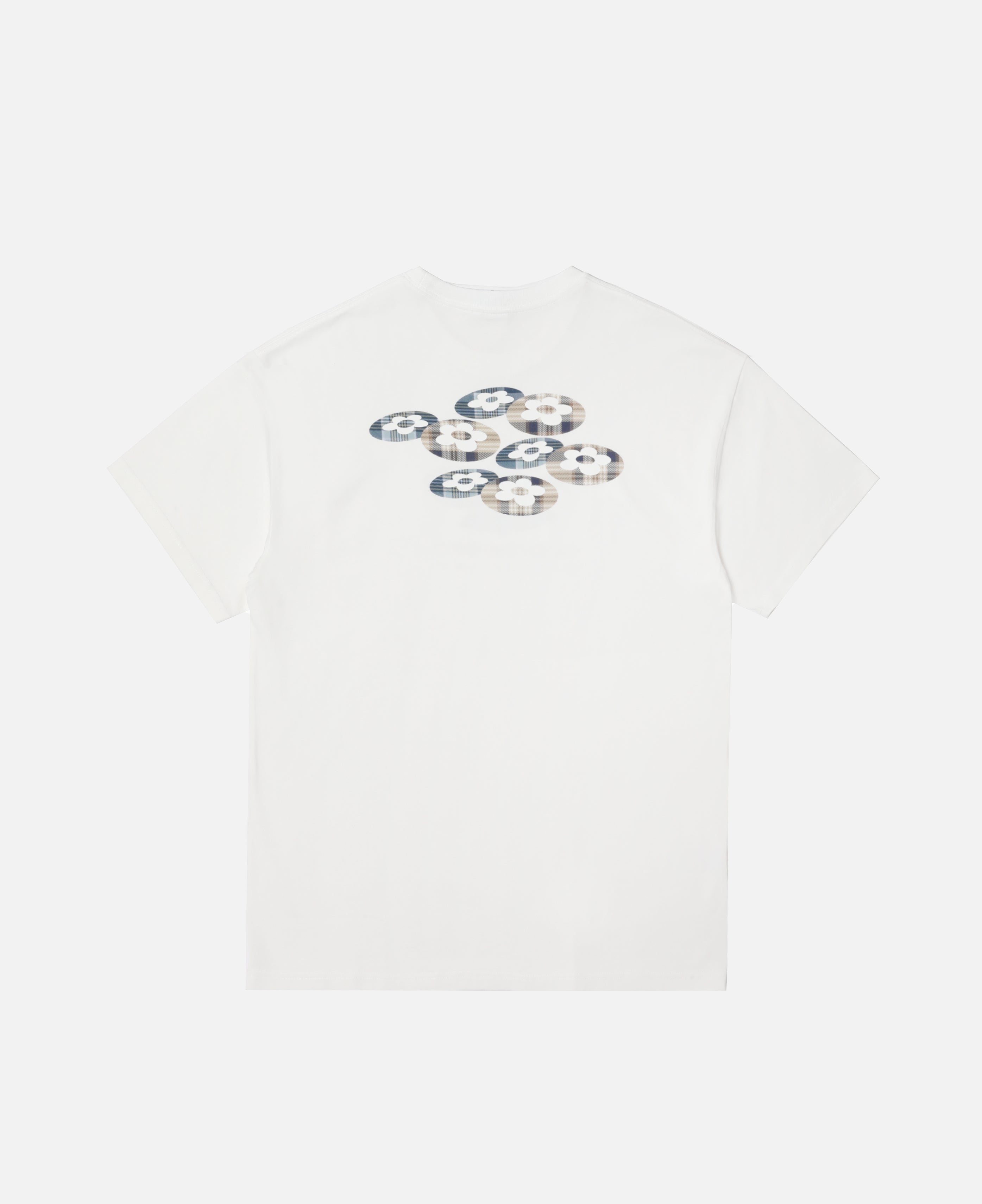 Plaid Two Flower T-Shirt (White)