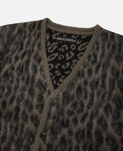 Leopard Heavy Mohair Cardigan (Brown)