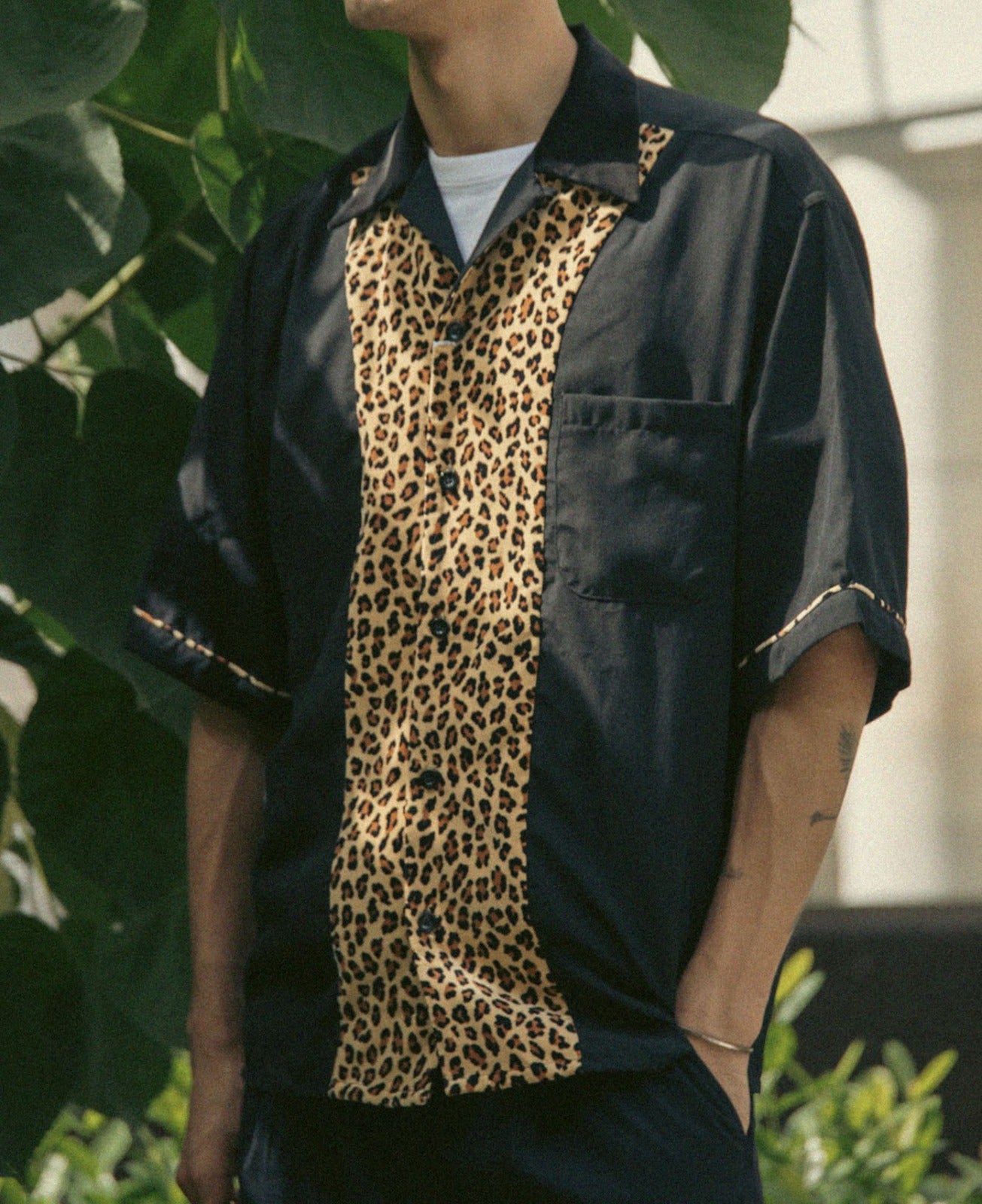 S/S Switching Shirt  (Black)