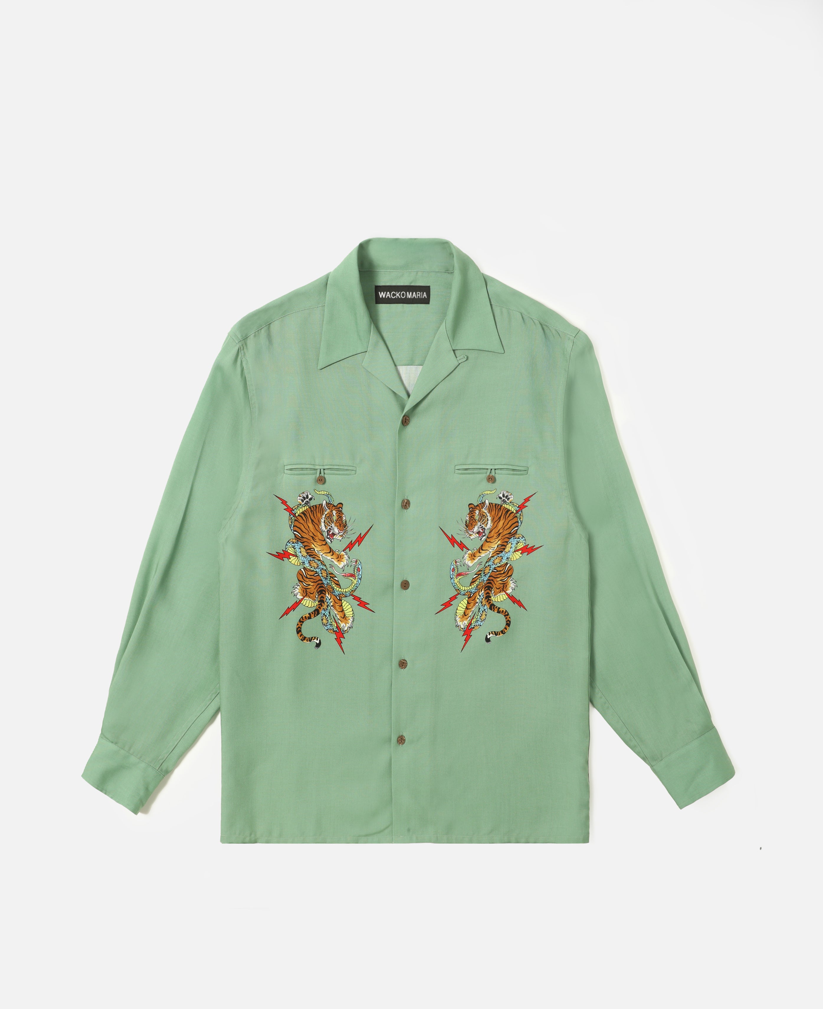 Wacko Maria X Tim Lehi Hawaiian Long-Sleeve Shirt (Green)
