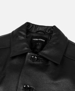 Glossy Leather Car Coat (Black)