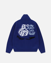 Y.E.S Dice Full Zip-Up Knit Cardigan (Blue)