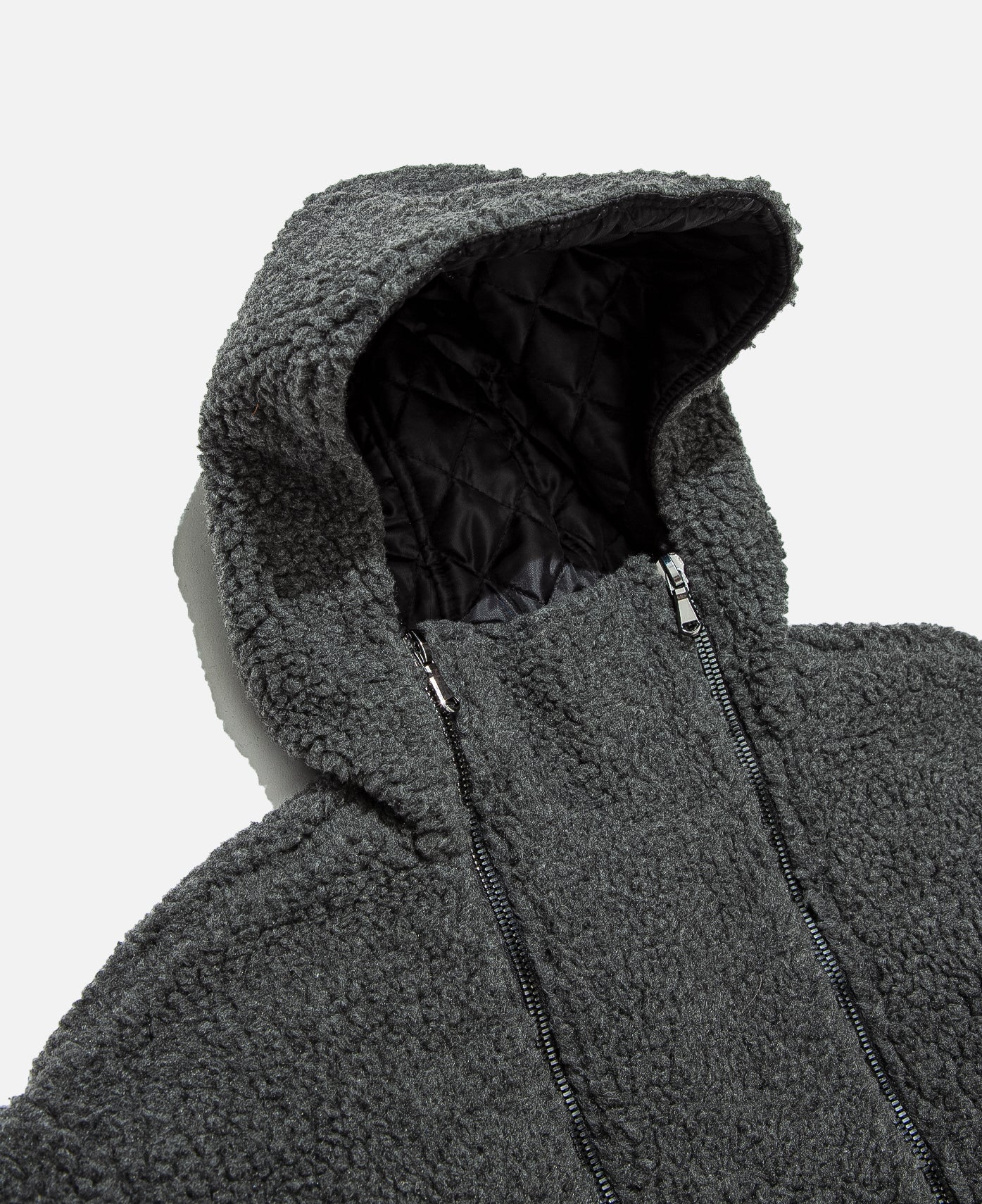 Quarter Zip Sherpa Hoodie (Grey)